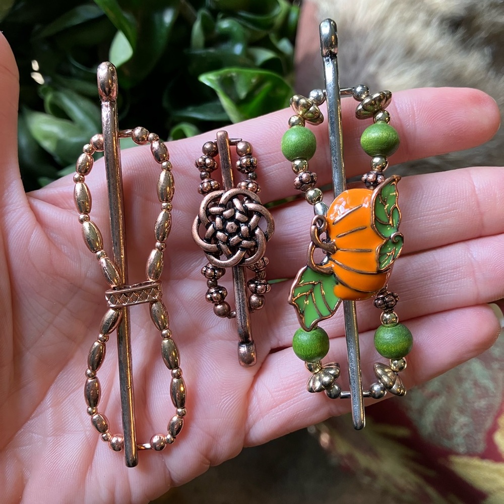 Set of 3 Lilla Rose Flexi Clips in XXS & SM Autumn Pumpkin Copper Celtic Rose